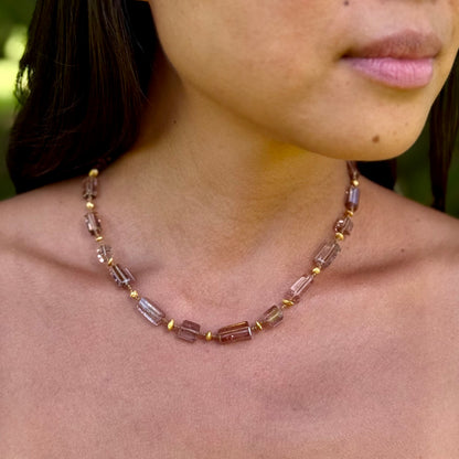 Blush Tourmaline Cylinders & Gold