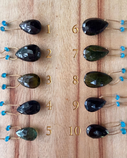 Dark Tourmaline Rainbow Drop