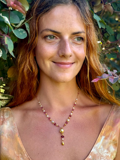 Pink Tourmaline and South Sea Pearl Kulu Nani
