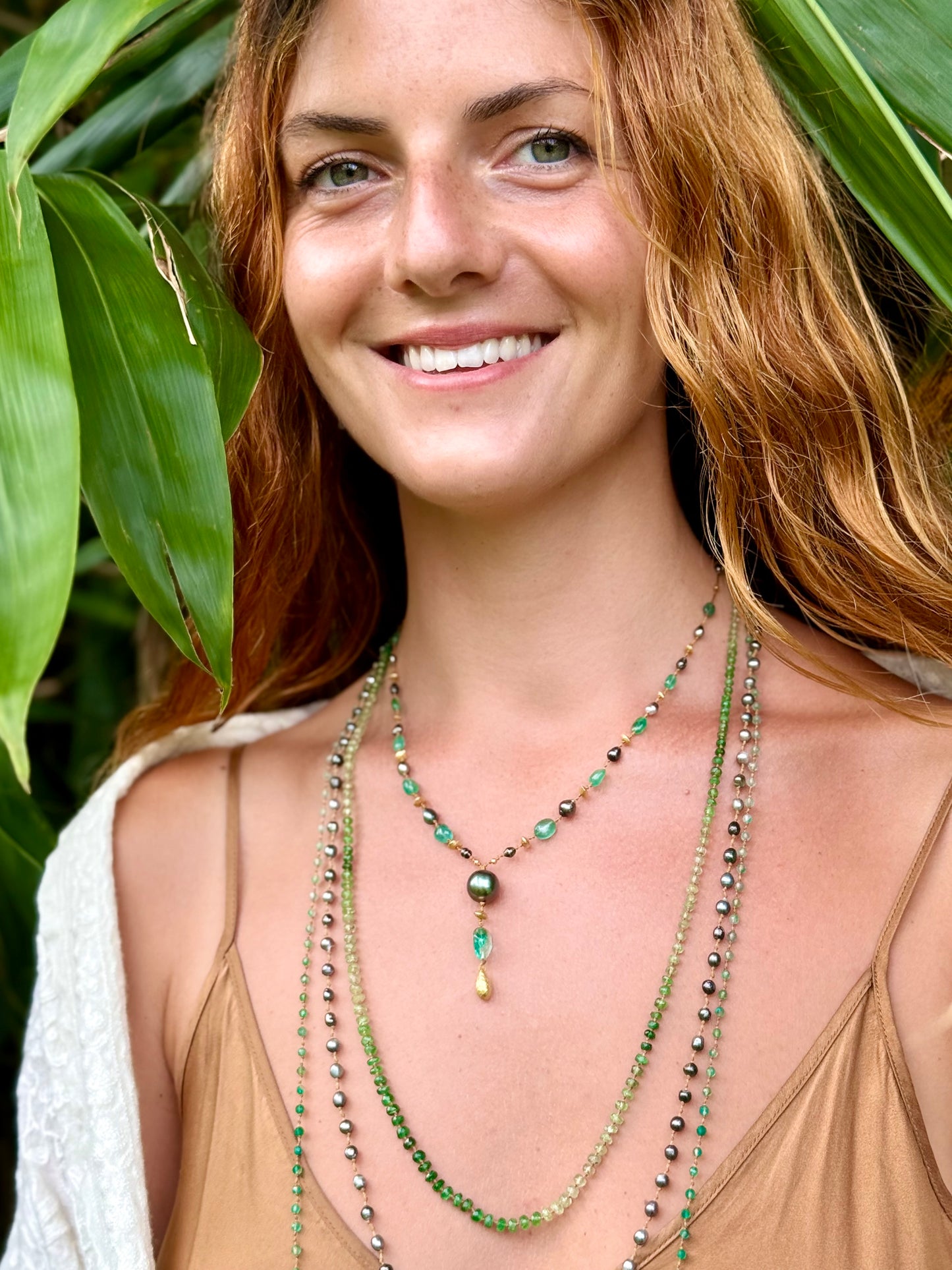 Zambian Emerald and Tahitian Pearl Kulu Nani