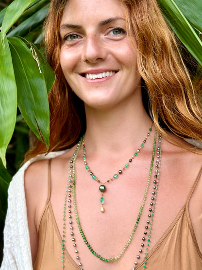 Zambian Emerald and Tahitian Pearl Kulu Nani