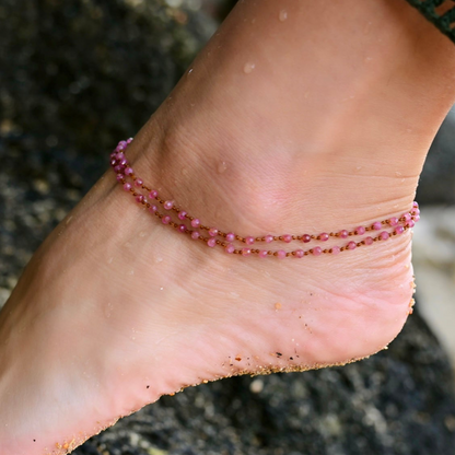 Pink Tourmaline Double Anklet