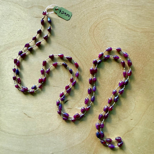Spirit Weavers Dark Ruby Drop Lei