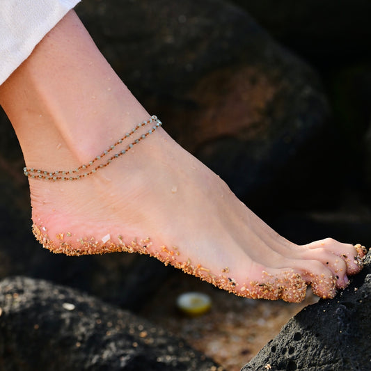 Blue Tourmaline Double Anklet