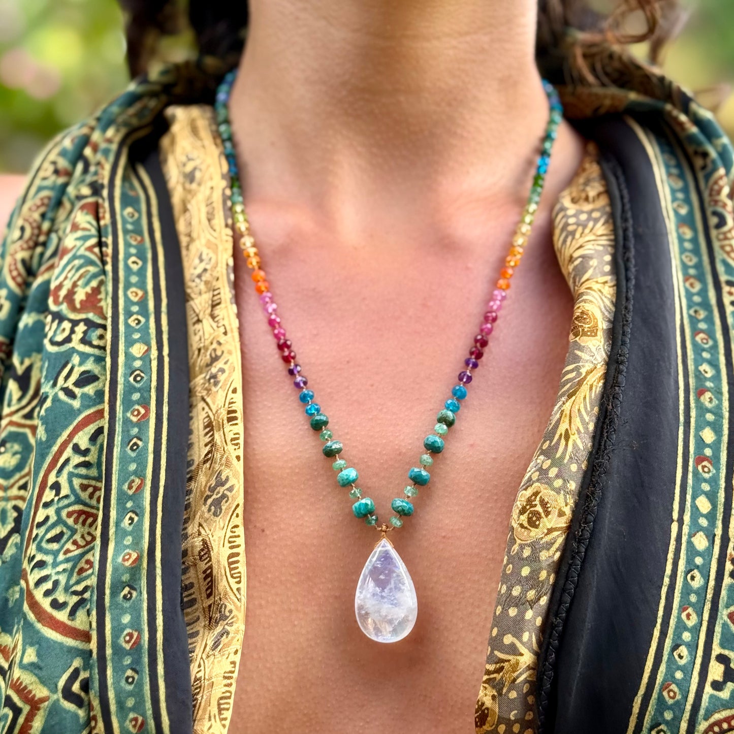 Moonstone with Opalina & Emerald Rainbow Mana