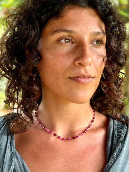 Ruby & Pink Sapphire Drop Necklet