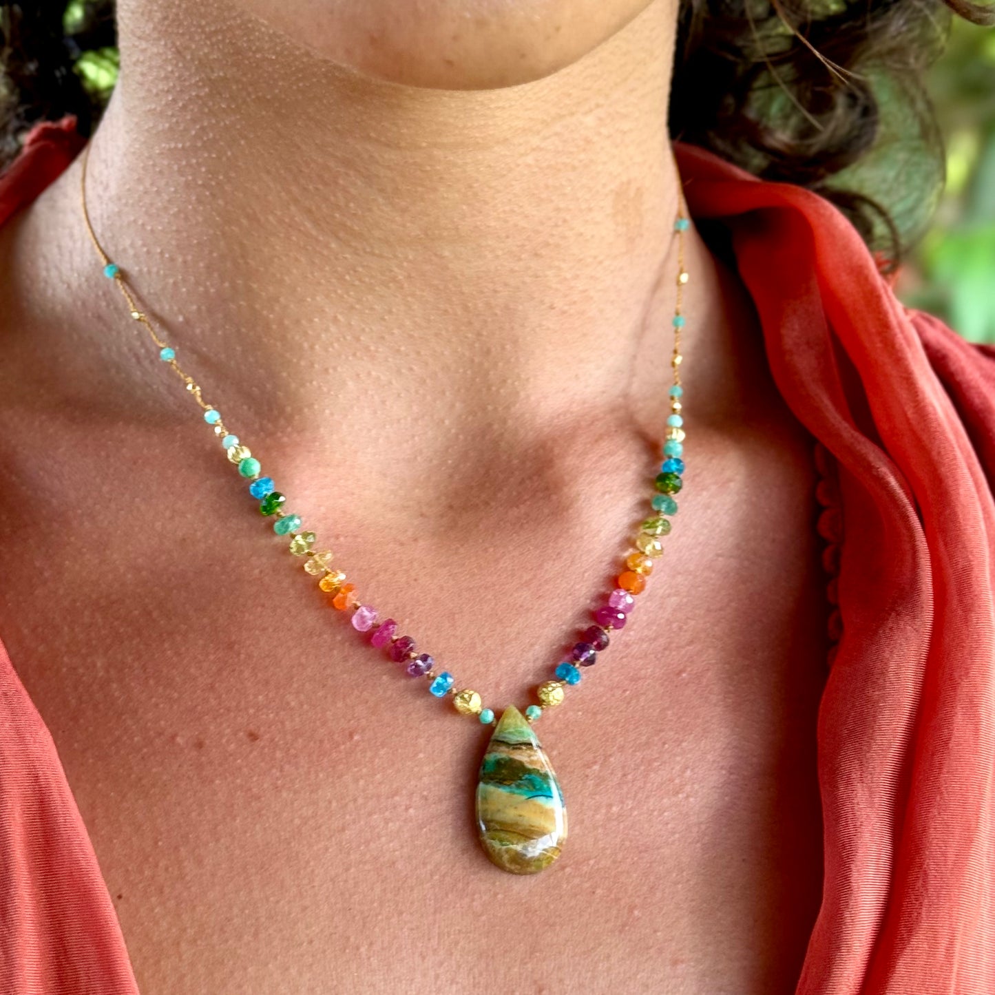 Fossilized Wood Opal with Gold Rainbow Mana