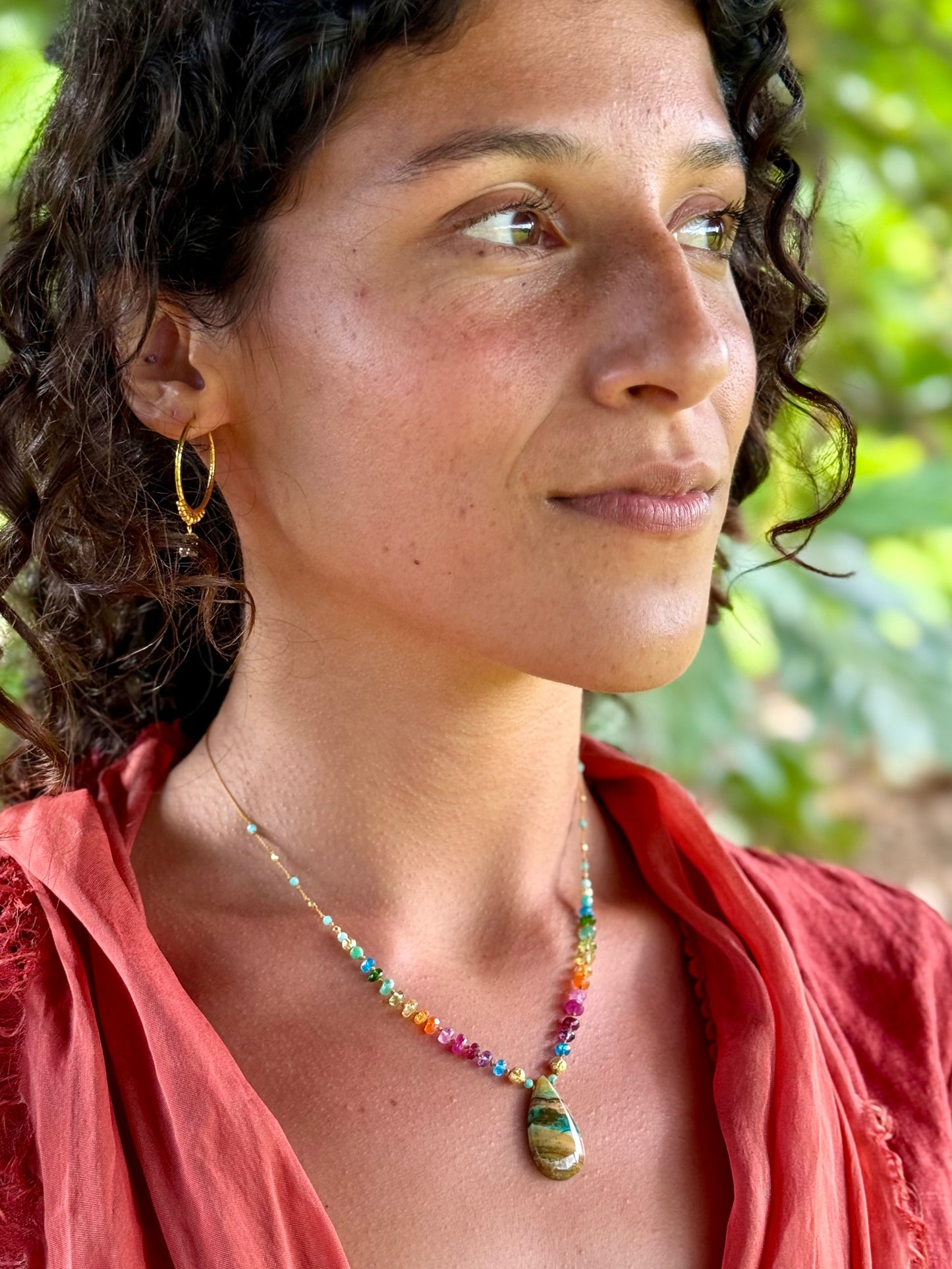 Fossilized Wood Opal with Gold Rainbow Mana