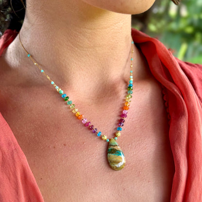 Fossilized Wood Opal with Gold Rainbow Mana