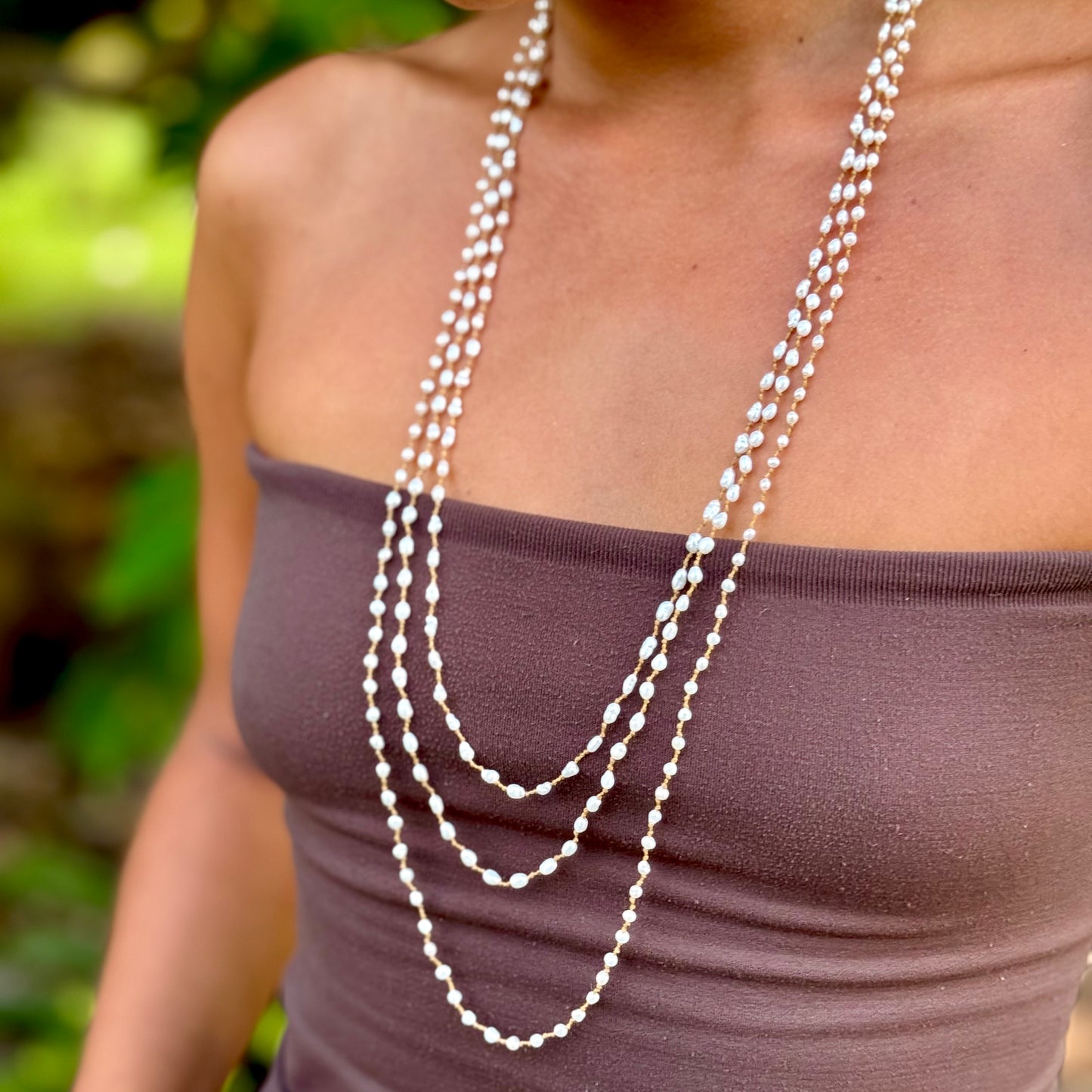 Freshwater Keshi Pearl Lei