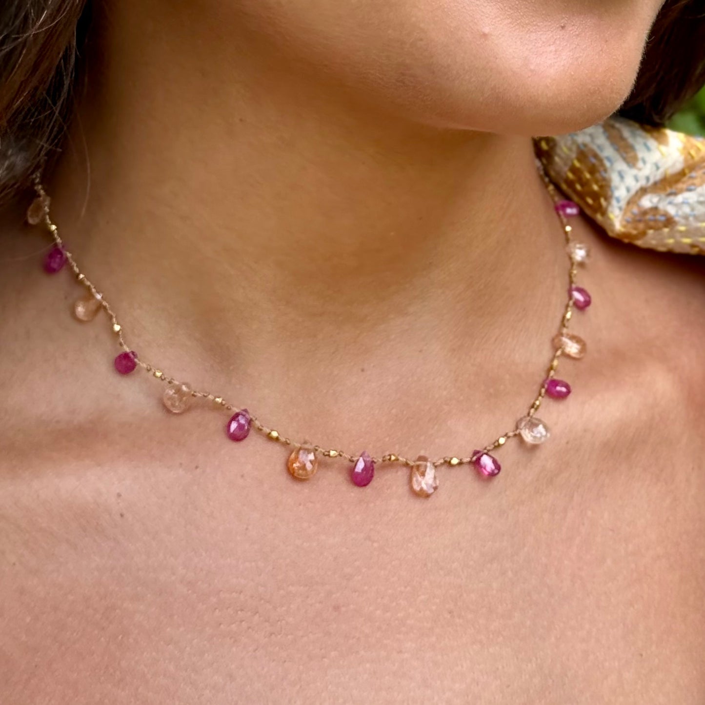 Hot Pink Sapphire, Imperial Topaz & Gold Ali'l