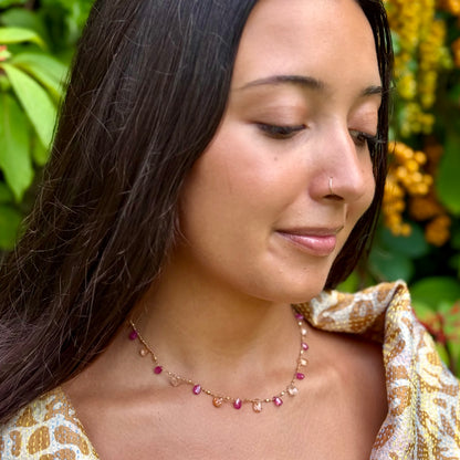 Hot Pink Sapphire, Imperial Topaz & Gold Ali'l