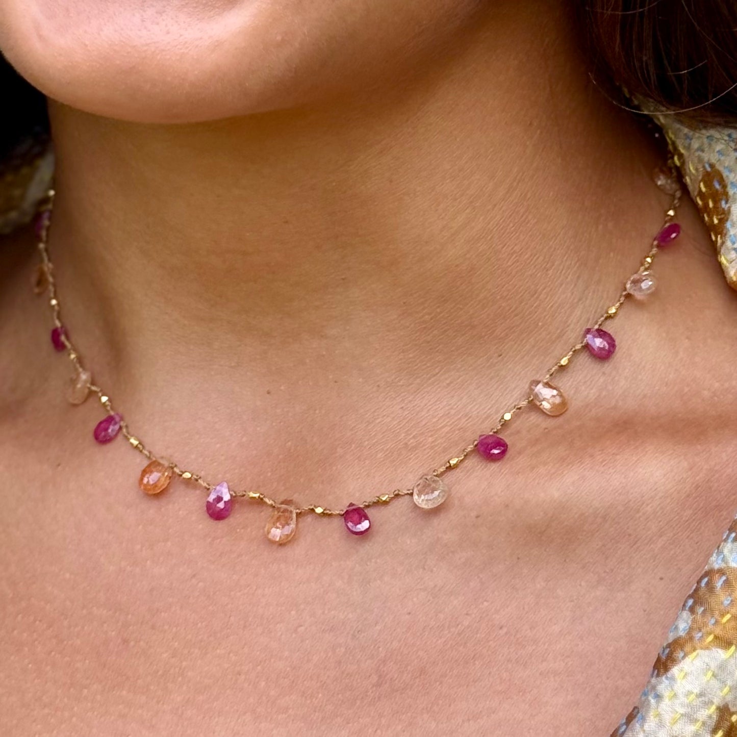 Hot Pink Sapphire, Imperial Topaz & Gold Ali'l