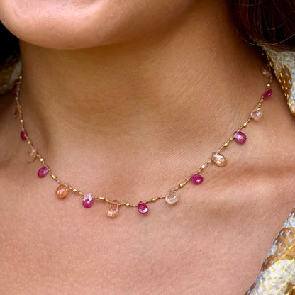 Hot Pink Sapphire, Imperial Topaz & Gold Ali'l