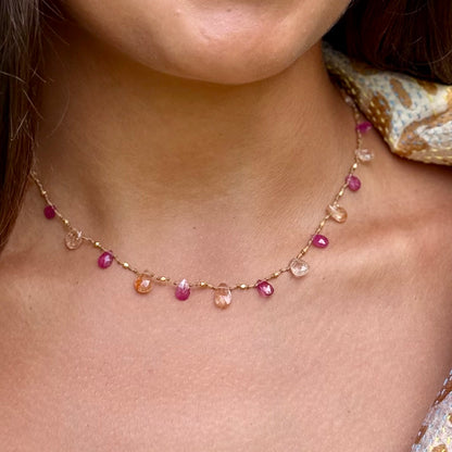 Hot Pink Sapphire, Imperial Topaz & Gold Ali'l