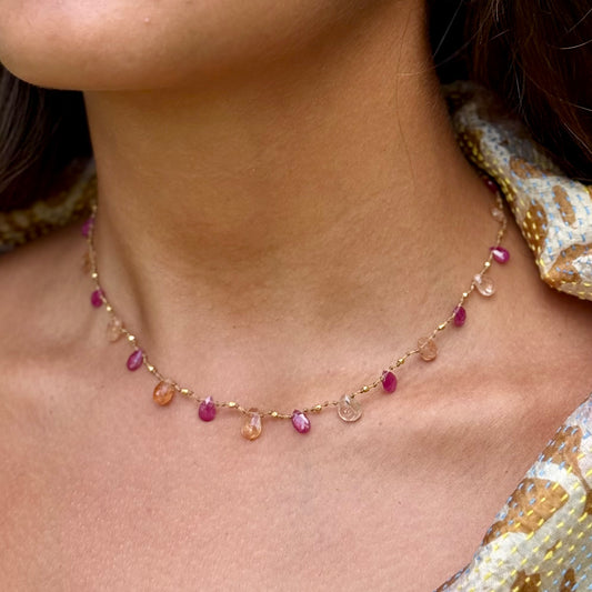 Hot Pink Sapphire, Imperial Topaz & Gold Ali'l
