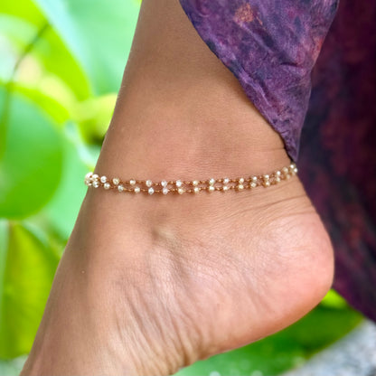 Golden Zircon Double Anklet