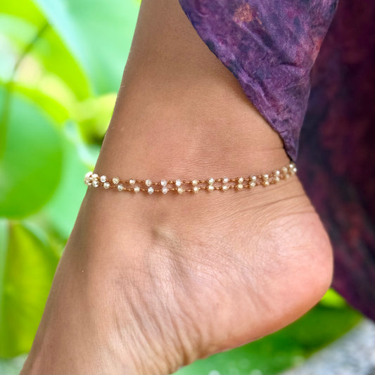 Golden Zircon Double Anklet