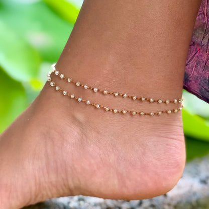 Golden Zircon Double Anklet