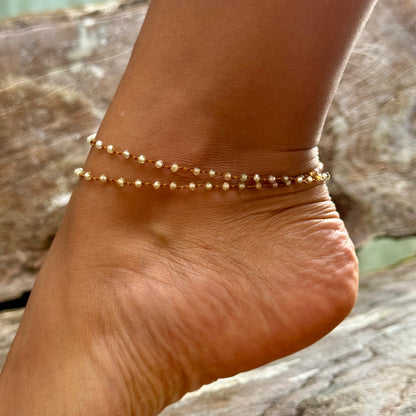Golden Zircon Double Anklet
