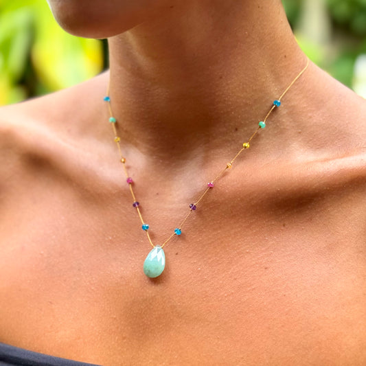 Aqua Chalcedony Rainbow Drop