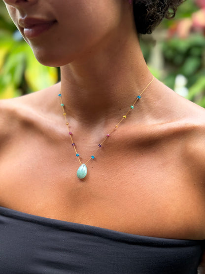 Aqua Chalcedony Rainbow Drop