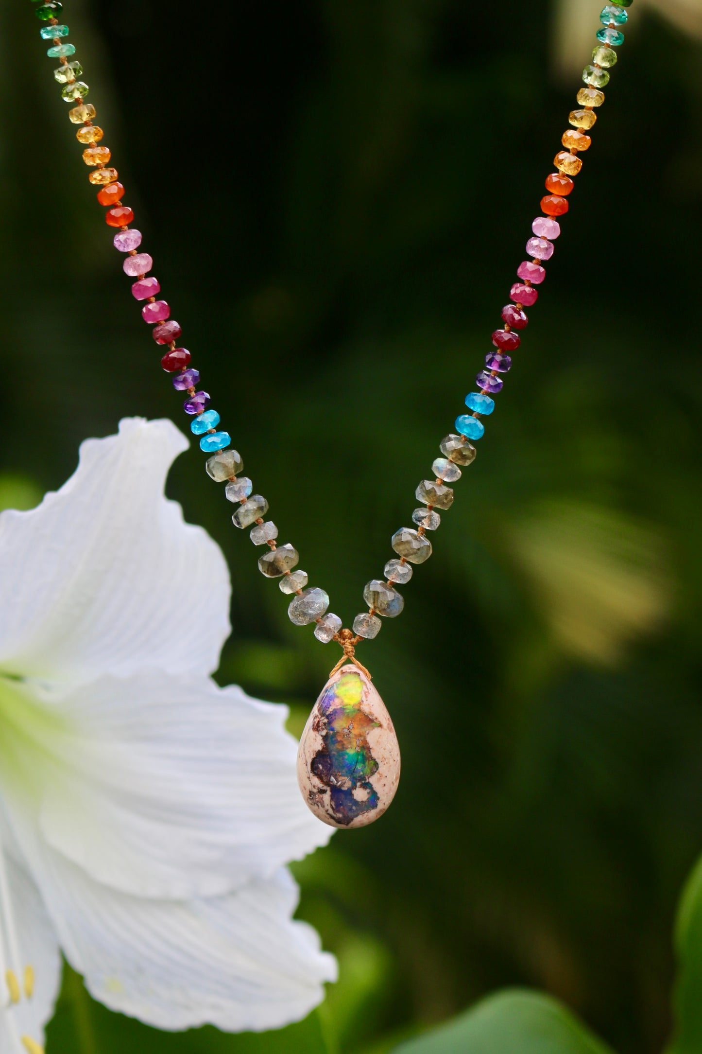 Fire Opal with Labradorite Rainbow Mana