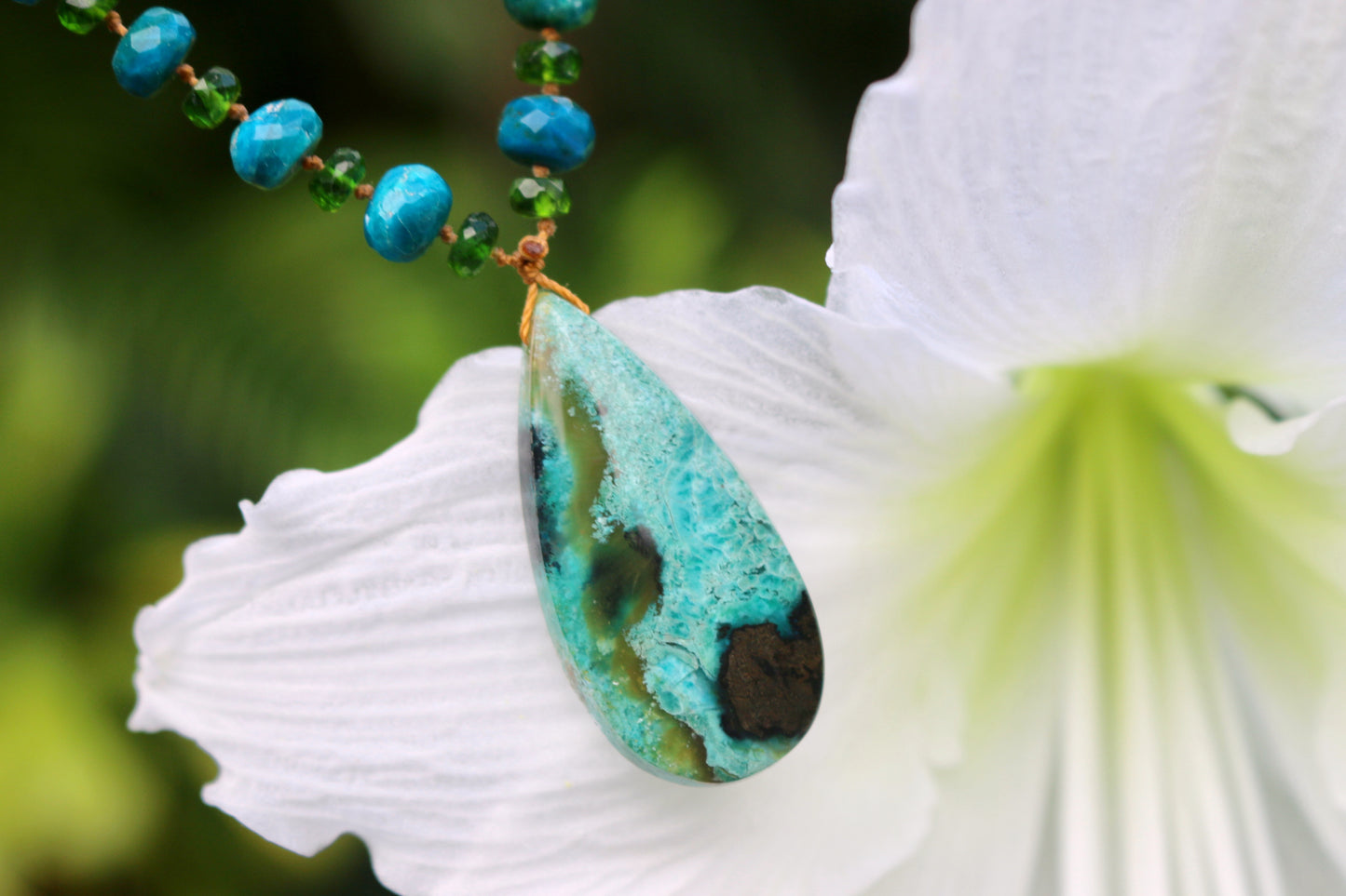 Fossilized Wood Opal with Chrome Diopside and Opalina Rainbow Mana