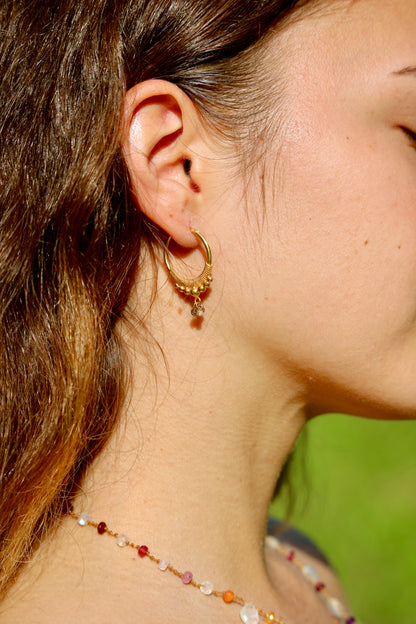 Golden Droplet Hoops with Natural Diamonds