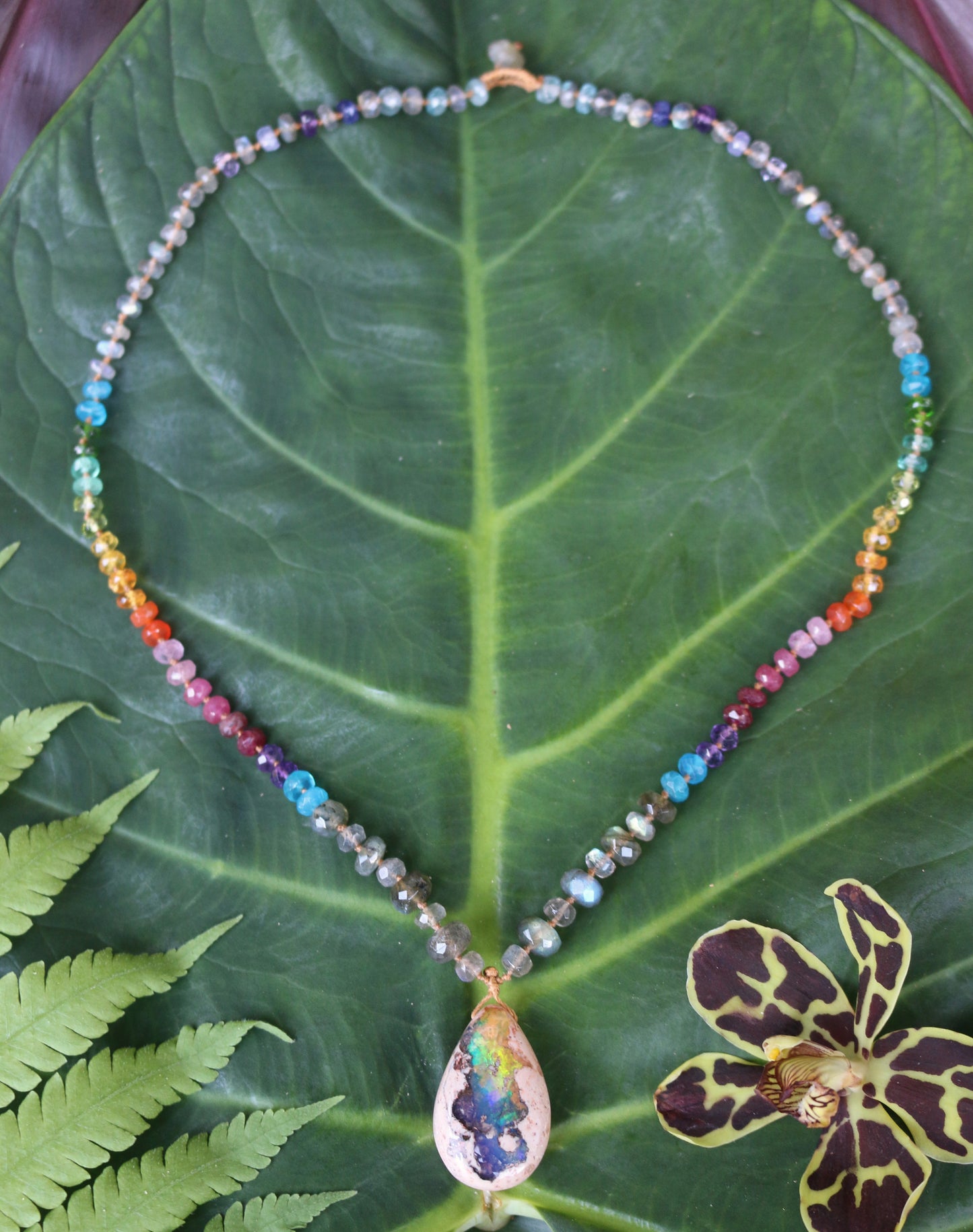 Fire Opal with Labradorite Rainbow Mana