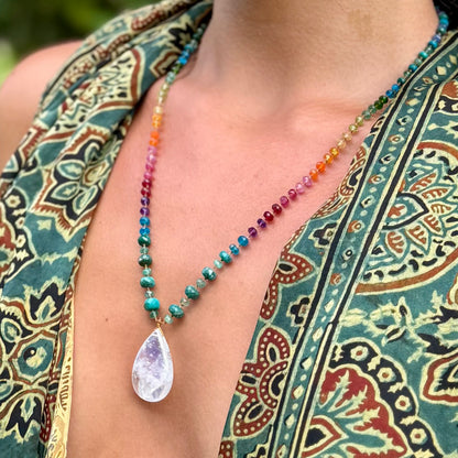 Moonstone with Opalina & Emerald Rainbow Mana