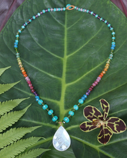 Moonstone with Amazonite & Chrome Diopside Rainbow Mana