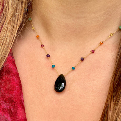 Dark Tourmaline Rainbow Drop