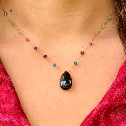 Dark Tourmaline Rainbow Drop