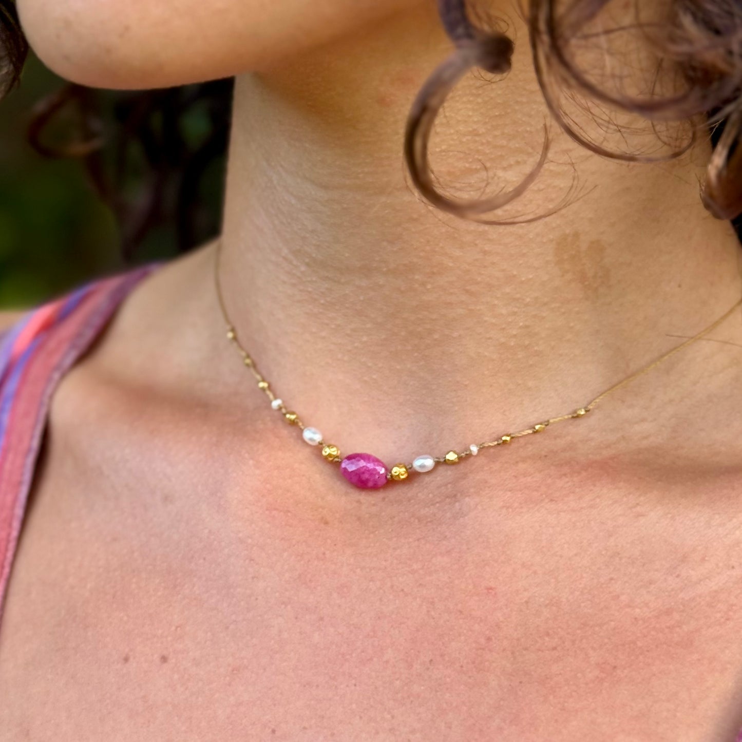 Pink Sapphire with South Sea Keshi Nōhie