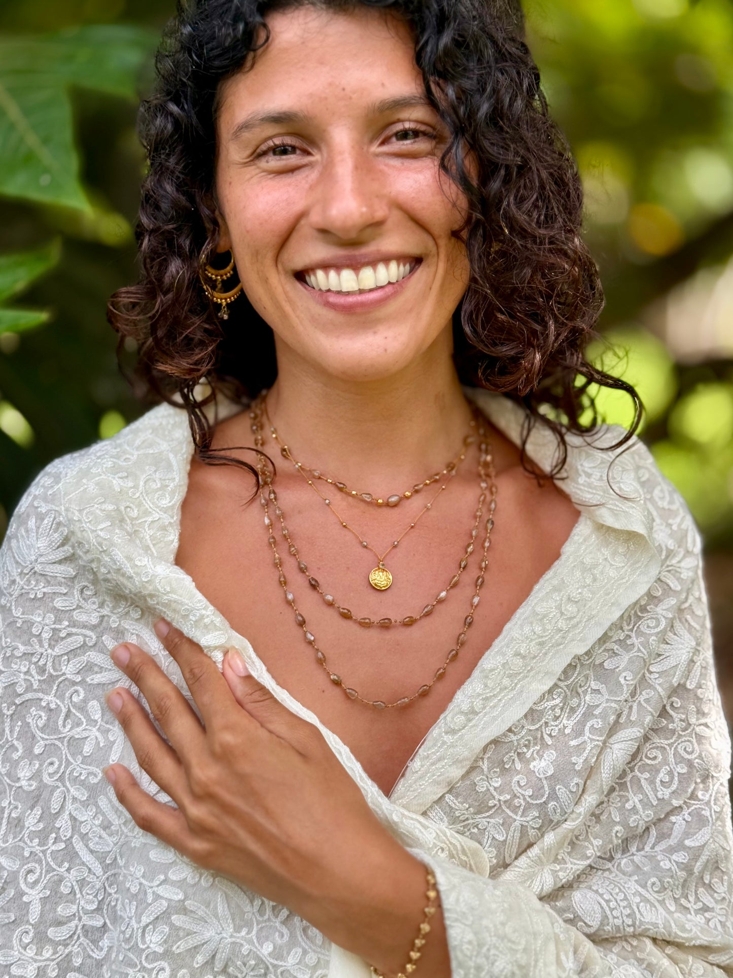 Golden Moonstone Drop Lei