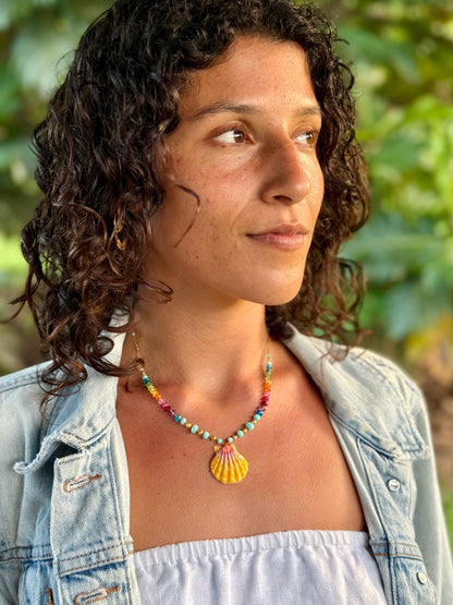 Sunrise Shell with Amazonite & Gold Rainbow Mana
