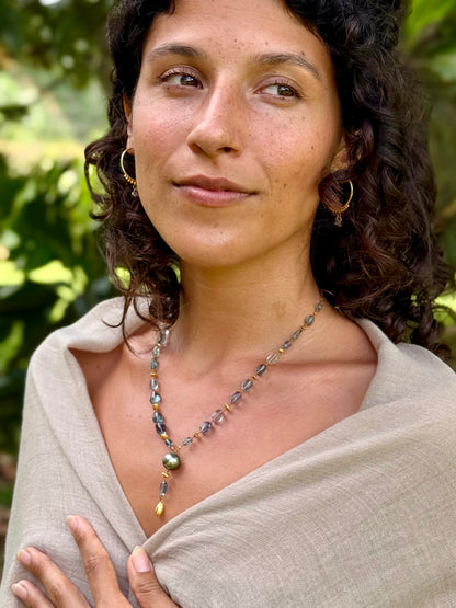 Teal Fluorite and Tahitian Pearl Kulu Nani