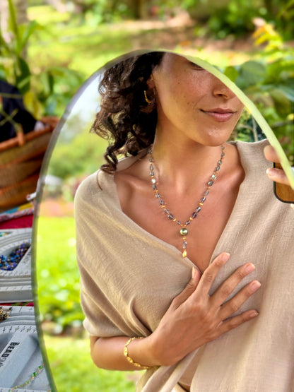 Teal Fluorite and Tahitian Pearl Kulu Nani