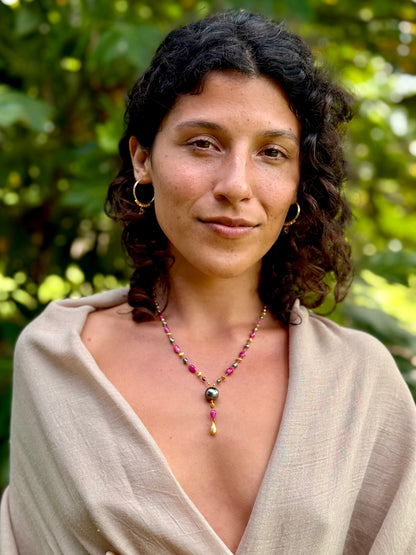 Pink Sapphire and Tahitian Pearl Kulu Nani