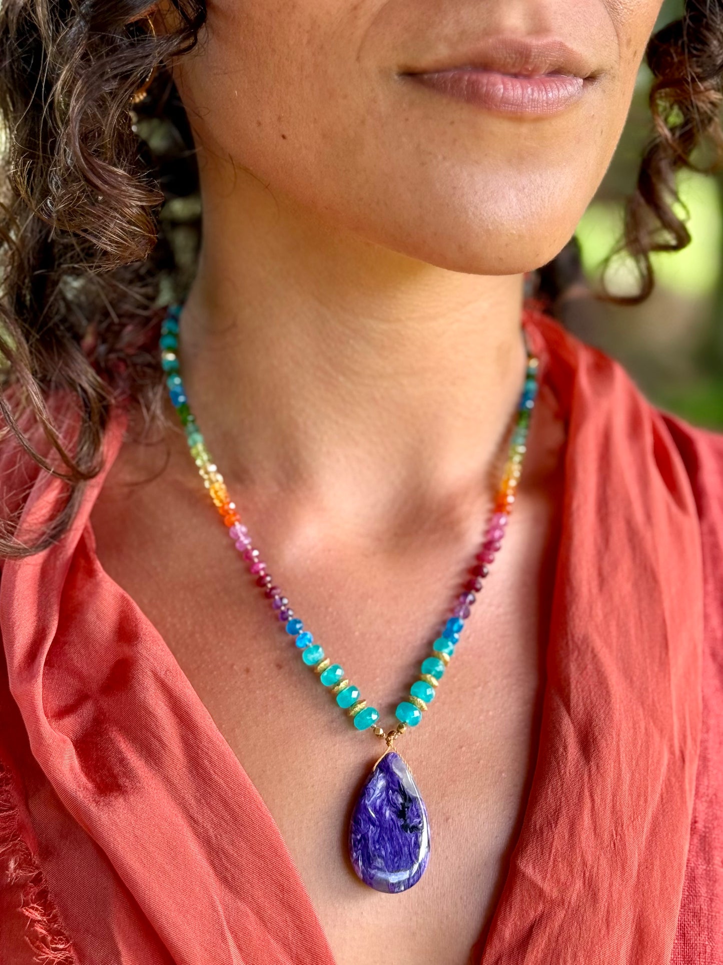 Chariote with Amazonite & Gold Rainbow Mana