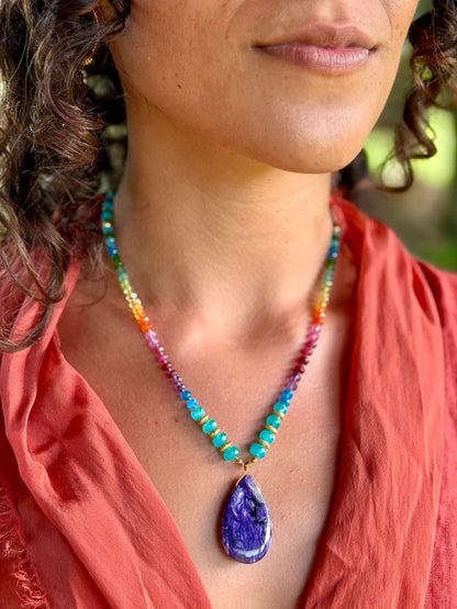 Chariote with Amazonite & Gold Rainbow Mana