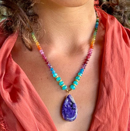 Chariote with Amazonite & Gold Rainbow Mana