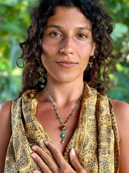 Zambian Emerald and Tahitian Pearl Kulu Nani