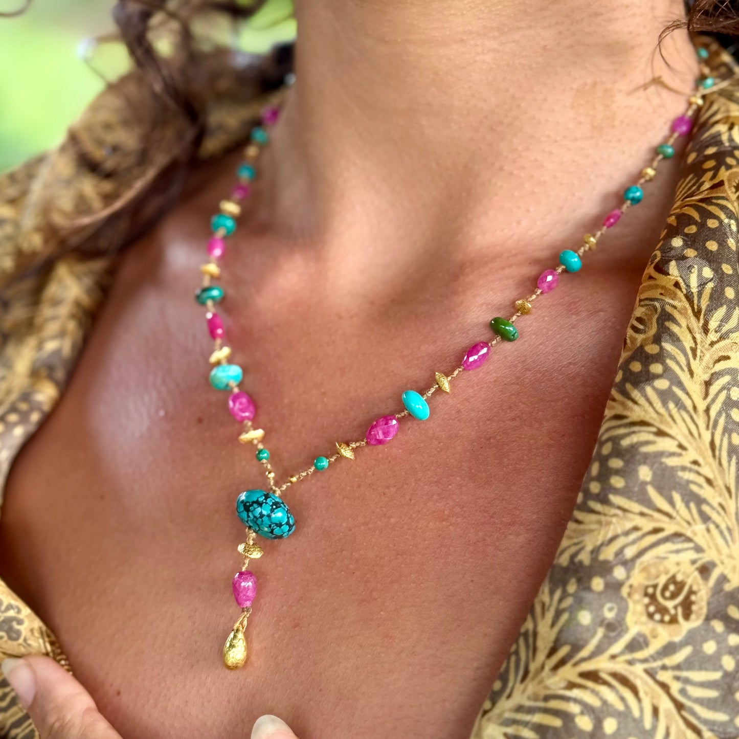 Pink Sapphire and Turquoise Kulu Nani