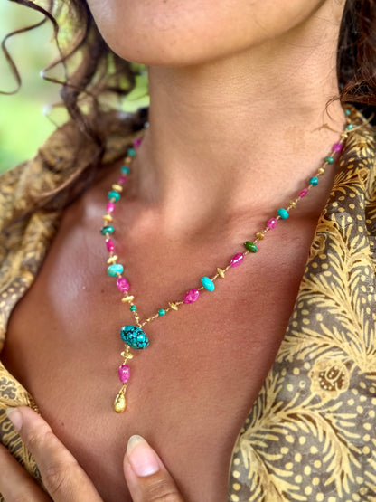 Pink Sapphire and Turquoise Kulu Nani
