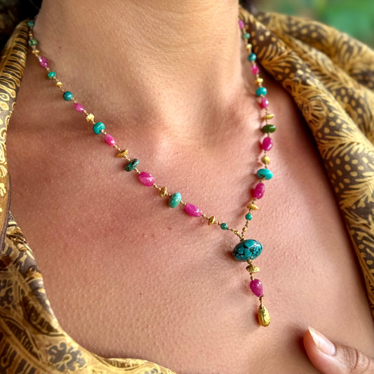 Pink Sapphire and Turquoise Kulu Nani