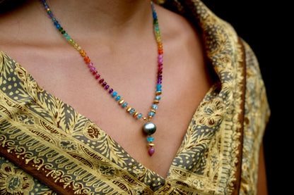 Large Tahitian Silver Pearl with Gold Rainbow Mana