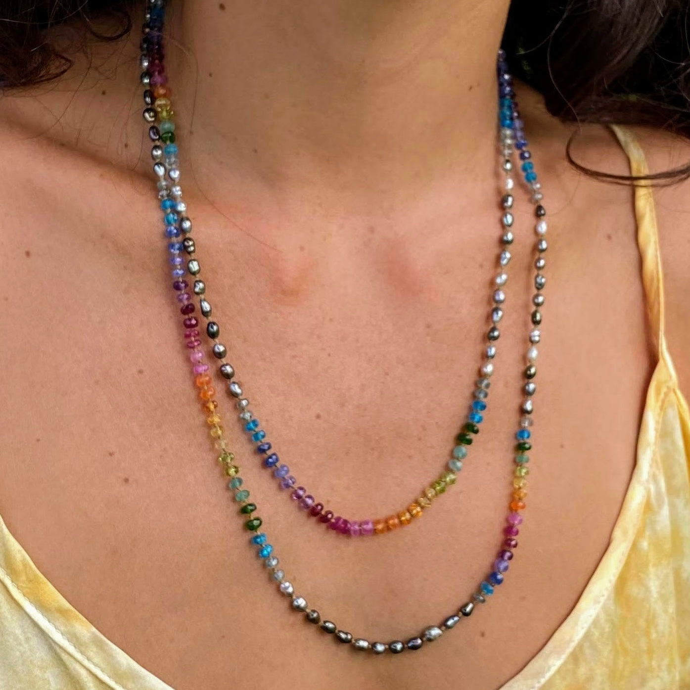 Tahitian Keshi Pearl Rainbow Lei