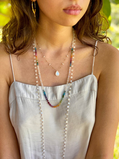 Moonstone Mid Length Rainbow Lei